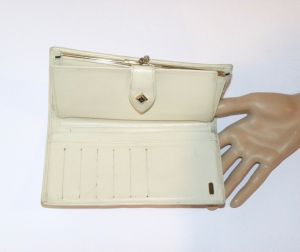80s era Bally Bone Leather & Vinyl Monogram Wallet  | Checkbook Cover Made in ITALY | 7.5'' x 4'' - Fashionconstellate.com