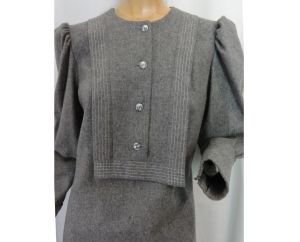 Vintage Mod 1960s Mini Tunic Dress Gray Wool Secretary Shift Dress Zipper Sleeve Cuffs - Fashionconstellate.com