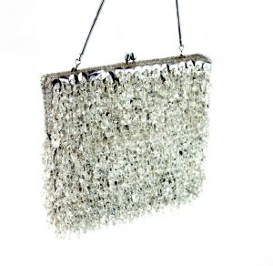 1960s beaded bag by La Regale silver tassel evening bag Made in Hong Kong - Fashionconstellate.com