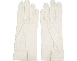 Vintage 1960s Gloves White Lattice Leather Unused Size 6 1/2 - Fashionconstellate.com