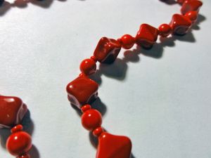 Vintage Choker 1960s Necklace Square Red Glass Beads Single Strand Necklace 60s Rockabilly Pin Up - Fashionconstellate.com