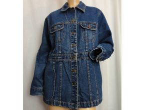 Vintage 90s Bill Blass Denim Jean Jacket Designer Label Barn Coat Chore Jacket | L - Fashionconstellate.com