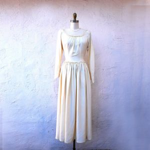 Simple 1930s XS Wedding Dress, Long Bridal Gown