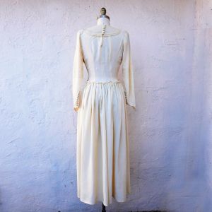 Simple 1930s XS Wedding Dress, Long Bridal Gown - Fashionconstellate.com