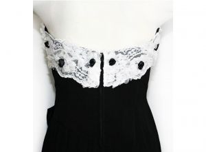 Size 4 Black Cocktail - 1950s Inspired Strapless Dress with White Lace - 350 Dollar Original Tag  - Fashionconstellate.com