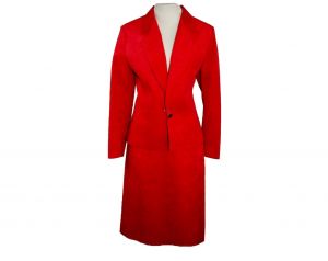 Size 10 Red Suit - 495 Dollar Original Tag - Sophisticated 1970s Faux Suede Jacket & Skirt 