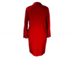 Size 12 Valentino Dress - Red Wool Challis 80s Designer Boutique Sheath Long Sleeved Tailored - Fashionconstellate.com