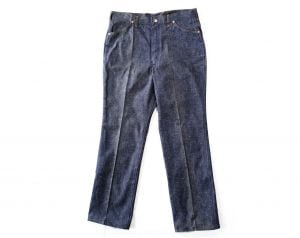 Large Retro Denim Jeans - 1960s Dark Indigo Blue Cotton - Ladies Size 12 Straight Leg 60s Dungarees