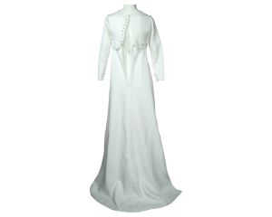 Vintage 1960s Modernistic Wedding Dress with Train Ladies Size XS S Excellent - Fashionconstellate.com