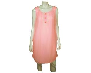 Vintage Unused Pink Nylon Nightie 1960s Nightgown NWOT Size L Made in Canada
