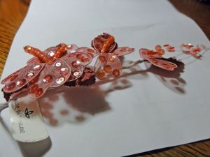 Vintage 80s Rose Pink Sequin and Beaded Flower For Hats Millinery Wedding by New Beginnings - Fashionconstellate.com