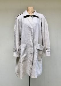 Vintage 1980s Mary McFadden Natural Linen Coat, 80s Slouchy Oversized Inverness Duster Capelet  - Fashionconstellate.com