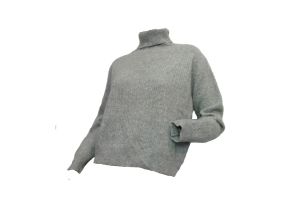 Vintage 60s Lord & Taylor Gray Cashmere Sweater Hong Kong Two-Ply Turtleneck Cable Knit