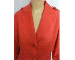 Anne Klein Vintage 80s Designer Blazer Peach Orange Linen Cotton Blend Jacket | L - Fashionconstellate.com