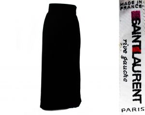 Size 10 Black Velvet Skirt - YSL Designer Formal Ankle Length - Winter Yves St Laurent Rive Gauche