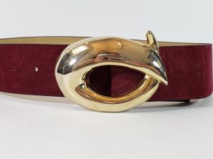 80s Belt Burgundy Stamped Pigskin Wide Leather by Better Belts |Women's L Vintage - Fashionconstellate.com