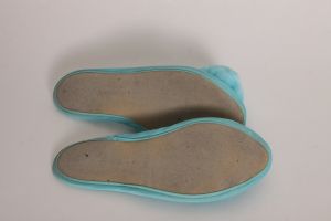 1950s Blue Nylon Ruffle Detail Slip On Slippers - S - Fashionconstellate.com