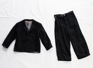 Size 4 1950s Boy's Suit - Charcoal Gray Jacket & Pant Set - 50s Early 60s Boys 4T Sunday Best Outfit