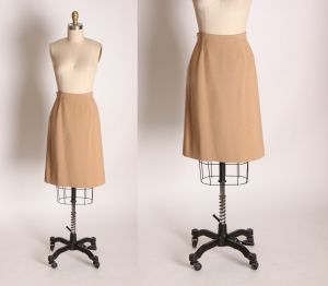 1950s Tan, White and Gray Short Sleeve Blouse with Matching Skirt Knit Wool Skirt Suit by Mirsa - S - Fashionconstellate.com