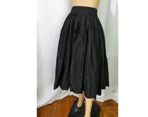 Vintage 50s Skirt Rockabilly Pleated Black Taffeta Full Cut Evening Skirt 26'' Waist - Fashionconstellate.com