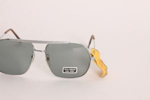 Deadstock 1970s Silver Tone Gray Lenses Aviator Sunglasses by Opti-Ray