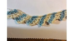 Handmade Crochet Lace Edging 2 Pieces Blue & White Cotton Trimming |For Sewing, Linens