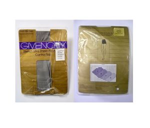 80's GIVENCHY Pantyhose | ''Silver Fox'' Control Top Ultra Sheer NOS New in Package  | XS