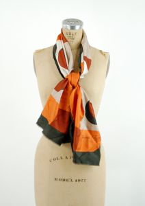 1950s Jacques Fath silk scarf geometric design reverse rolled hem Made in France - Fashionconstellate.com