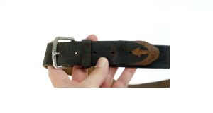 1930s leather belt hand tooled brown distressed Size 24 - 34