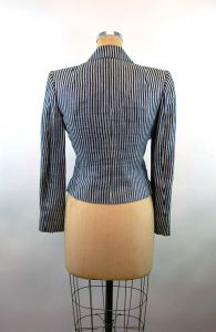 1980s Calvin Klein blazer blue white striped double breasted fitted jacket Size S - Fashionconstellate.com