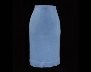 Size 2 Blue 1950s Skirt 50s Sexy Pin Up Pencil Skirt Marilyn Style Cashmere Soft Angolmere - Angora