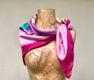 Vintage 1960s Abstract Silk Scarf, Bright Mid-Century Mod Accessory, Gift For Her - Fashionconstellate.com