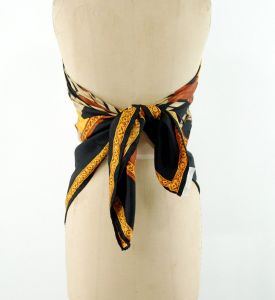 Dana Buchman large silk scarf black gold brown abstract large square scarf - Fashionconstellate.com