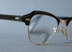 1950s Eyeglasses, Brown and Gold Frames, Bauch & Lomb Lined Biofocials, Eyewear, Eyeglass Frames
