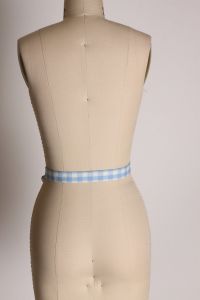 1960s Blue and White Gingham Fabric Belt - Fashionconstellate.com