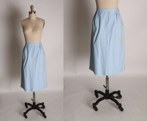 1950s Light Blue Gathered Waist Skirt - M