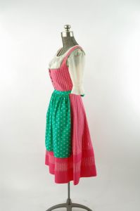 Oktoberfest dress dirndl Trachten Tyrolean dress blouse apron pink green Heller Salzburger Size S