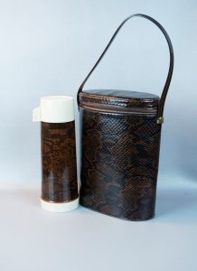 Vtg Faux Lizard Aladdin Thermos and Carry Case Lunch Bag