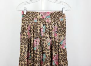 90s Skirt Brown Floral Print Rayon Pleated Pockets by Hunt Club | Vintage Misses 4 - Fashionconstellate.com