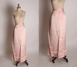 1960s Full Length Light Pink Satin Skirt - XXL