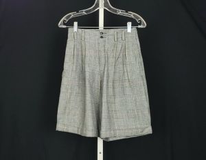 90s Shorts Black White Plaid High Waist Cotton by Lizsport | Vintage Misses 4