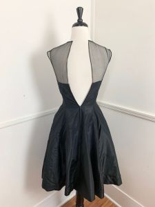 1950's Vintage Black Nude Illusion Party Dress | Jonny Herbert | Best Fit Extra Small | 30'' Bust - Fashionconstellate.com