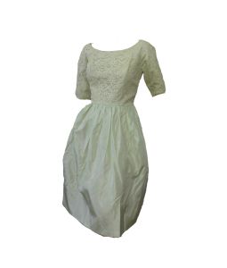 50s-60s Party Dress Lacy Pastel Green Bubble Skirt Dress Bridesmaid/Evening/Cocktail Dress 26'' Waist - Fashionconstellate.com