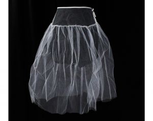 Size 0 50s Crinoline XS Sheer Tulle 1950s Petticoat See Through White Net Under Skirt - 50's Pinup - Fashionconstellate.com