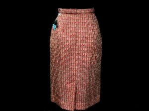 Size 2 1960s Tweed Skirt - Coral Pink Orange Office Wear - XS 60s Secretary Spring Basketweave Wool  - Fashionconstellate.com