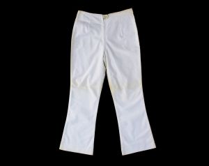 Size 4 White Clam Digger Pant - 1960s Short Cropped Casual Trousers - 60s Cotton Juniors Gidget  - Fashionconstellate.com