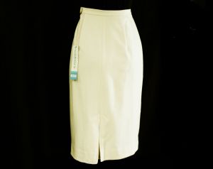 Size 10 1950s Cream Pencil Skirt - Medium 50s 60s Audrey Chic Office Skirt - Gorgeous Tailored Sexy  - Fashionconstellate.com