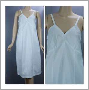 Vintage Slip - Dress, 1950s White Cotton Handmade Slip, B38