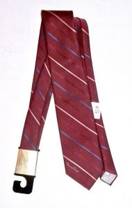 70s 80s Oscar de la Renta Tie | New Old Stock Classic Stripe Burgundy Blue Pink Necktie