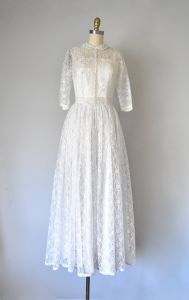 Marbella wedding gown, vintage 1950s wedding dress, white lace dress - Fashionconstellate.com
